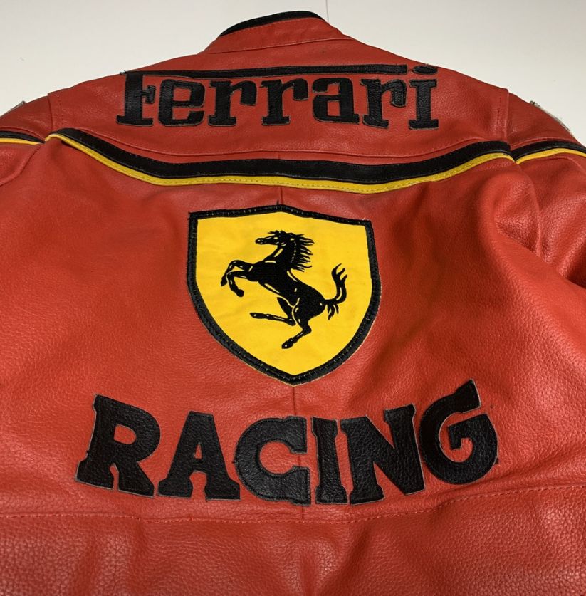 Iconic Red Ferrari Racing Leather Jacket