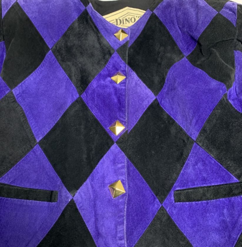 Dino’Z Black & Purple Patchwork Suede Jacket