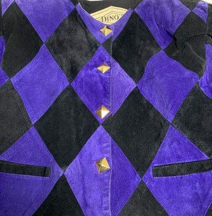 Dino’Z Black & Purple Patchwork Suede Jacket