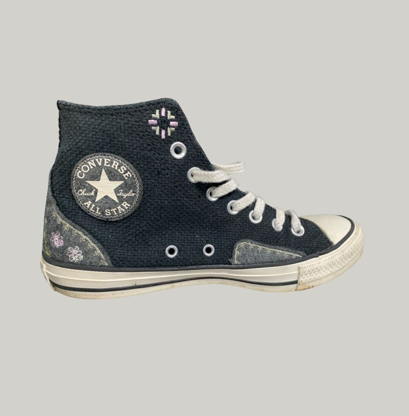 Converse Black Embroidery High Top Sneakers