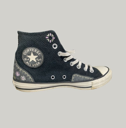 Converse Black Embroidery High Top Sneakers