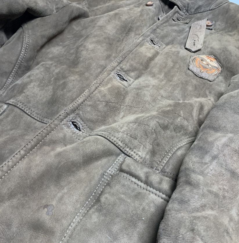 Vintage Suede Bomber Jacket