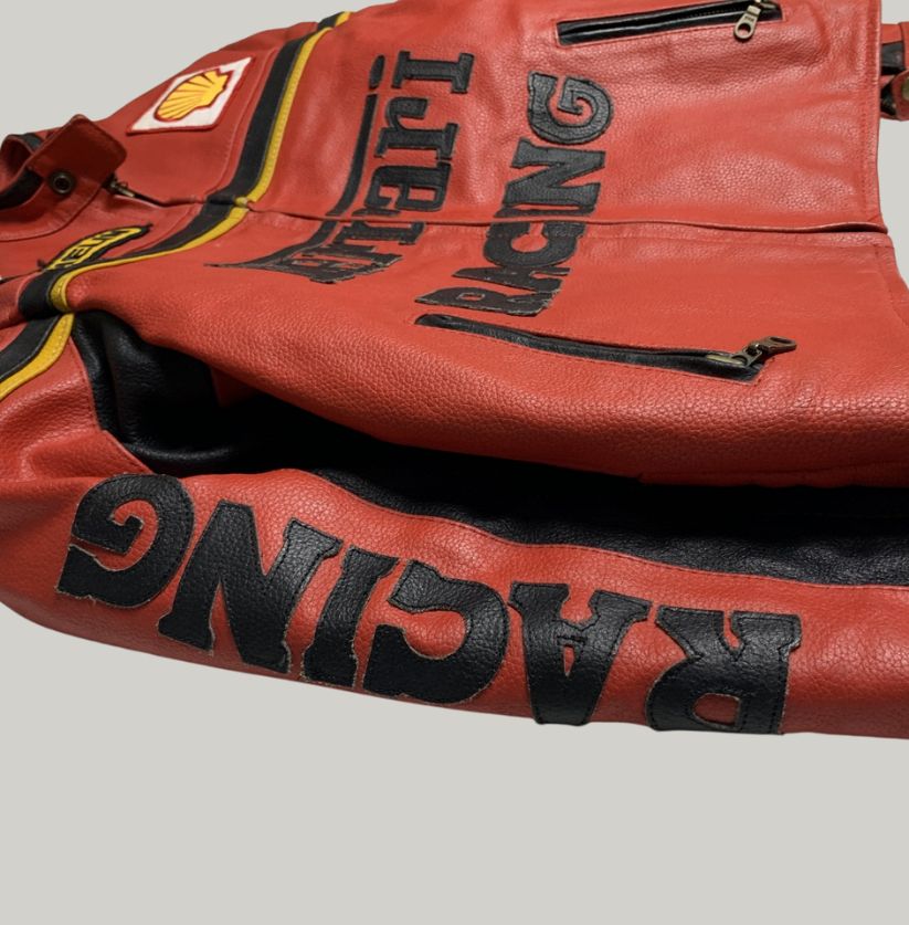 Iconic Red Ferrari Racing Leather Jacket