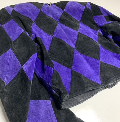 Dino’Z Black & Purple Patchwork Suede Jacket