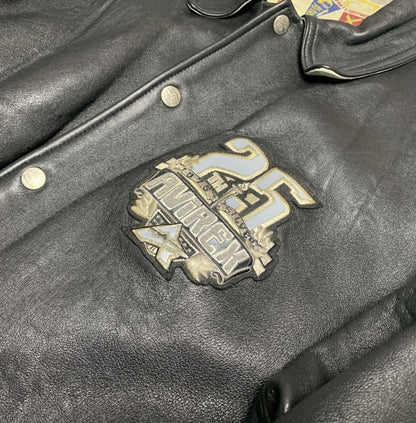 Avirex Black Leather Varsity Jacket