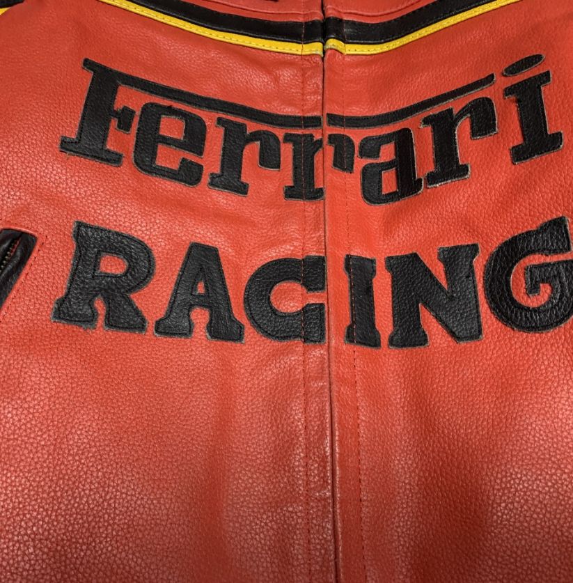 Iconic Red Ferrari Racing Leather Jacket