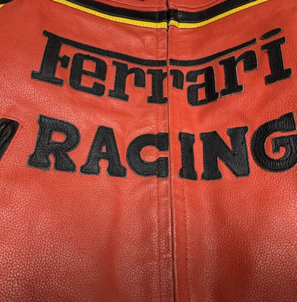 Iconic Red Ferrari Racing Leather Jacket