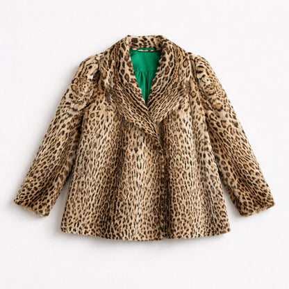 Vintage Fur Coat with Leopard print