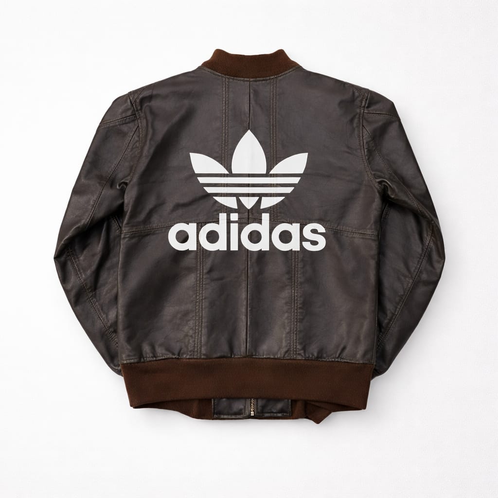 Vintage Adidas Brown Leather Jacket