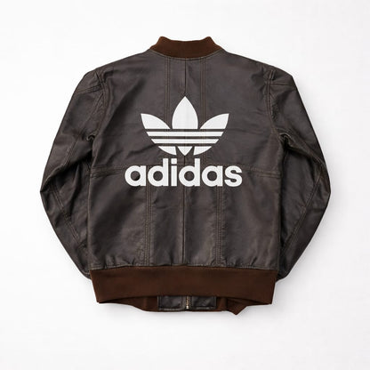 Vintage Adidas Brown Leather Jacket