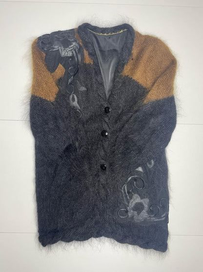 Vintage Knit Mohair Embroidered Button Cardigan
