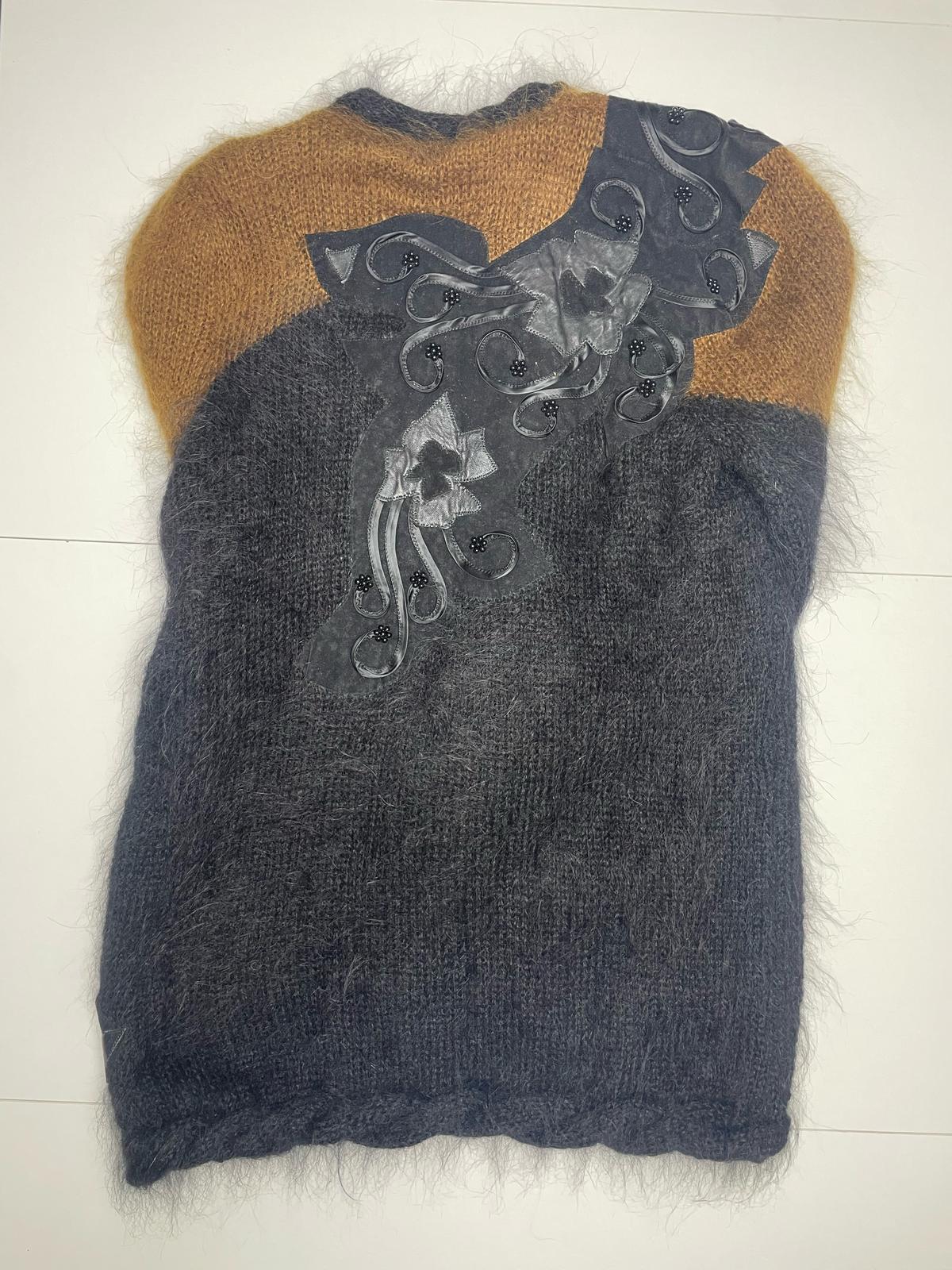 Vintage Knit Mohair Embroidered Button Cardigan