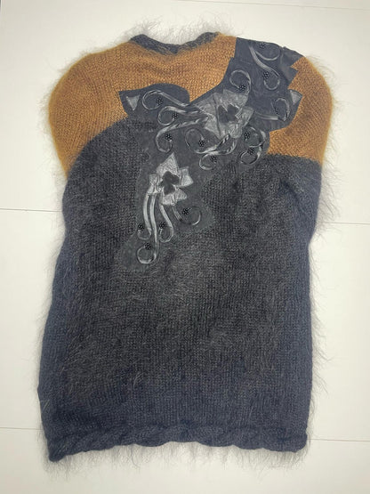 Vintage Knit Mohair Embroidered Button Cardigan