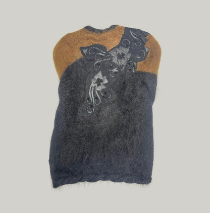 Vintage Knit Mohair Embroidered Button Cardigan