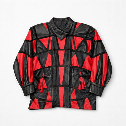 Vintage 90s Red & Black Leather Jacket