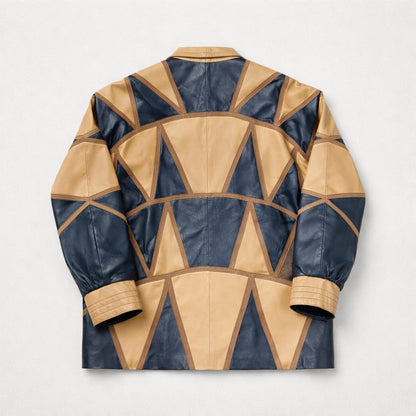 Vintage brown and black patchwork leather jacket