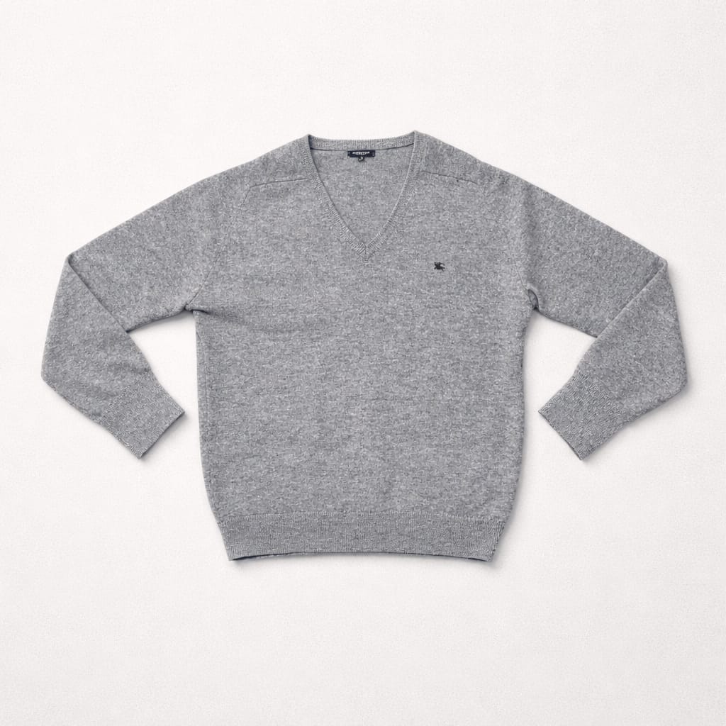 Burberry London Grey V-Neck Jumper