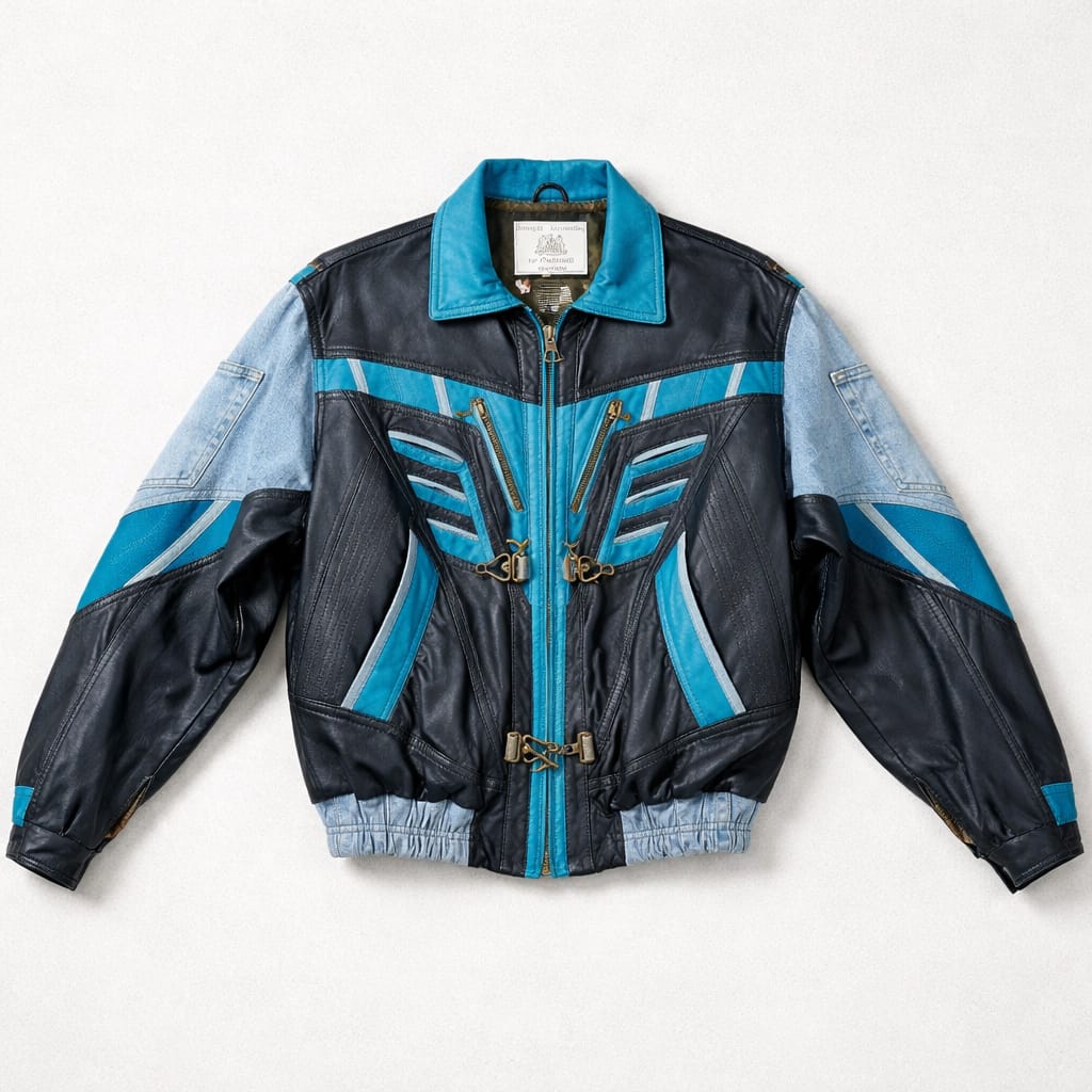 Giorgio Graziano by Fontanelli Blue & Black Biker Jacket