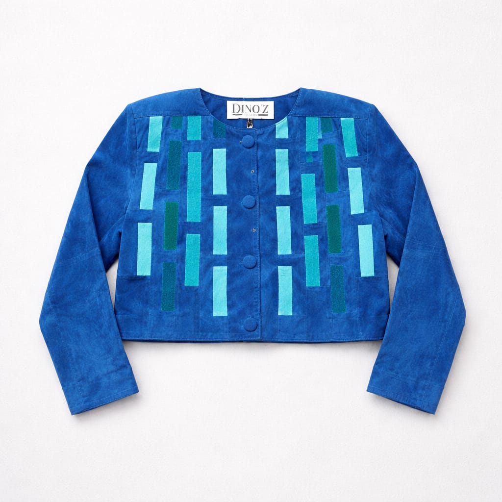 DINO'Z Vintage Blue Suede Leather Cropped Jacket