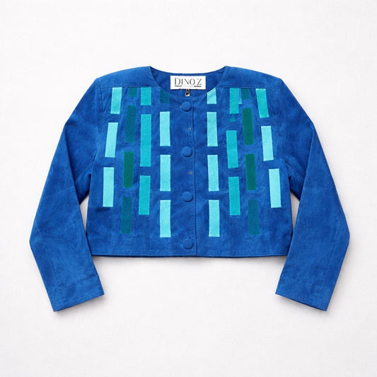DINO'Z Vintage Blue Suede Leather Cropped Jacket