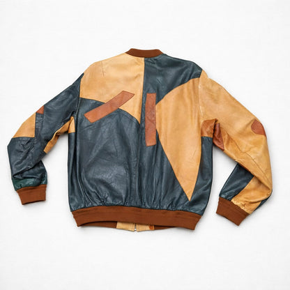 Elia Quagliola Workshop Brown Patchwork Biker Jacket
