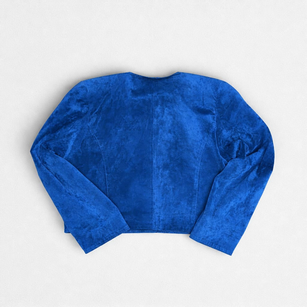 DINO'Z Vintage Blue Suede Leather Cropped Jacket