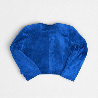 DINO'Z Vintage Blue Suede Leather Cropped Jacket