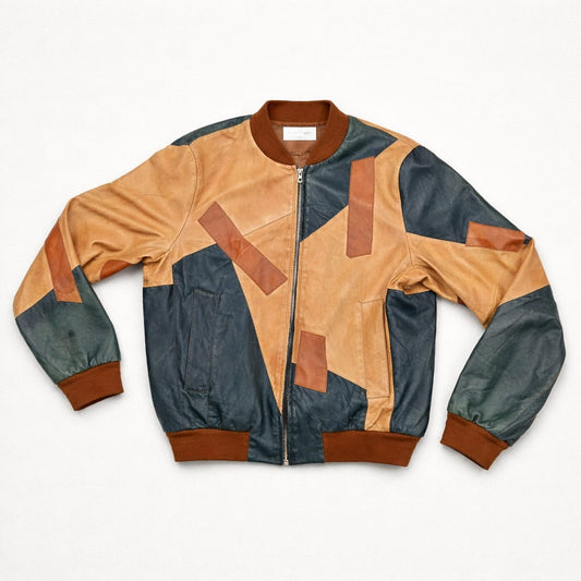 Elia Quagliola Workshop Brown Patchwork Biker Jacket