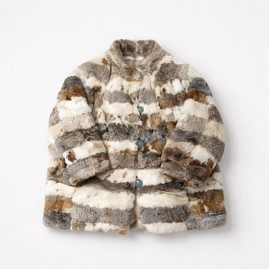 Vintage Multi-Tone Striped Fur Coat