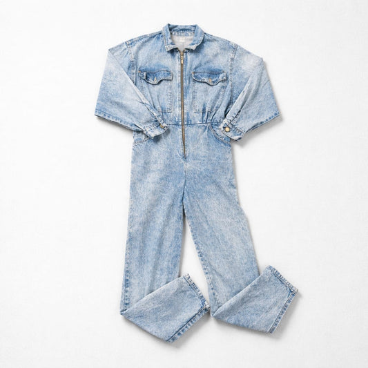 Vintage 90s Acid Wash Denim Jumpsuit