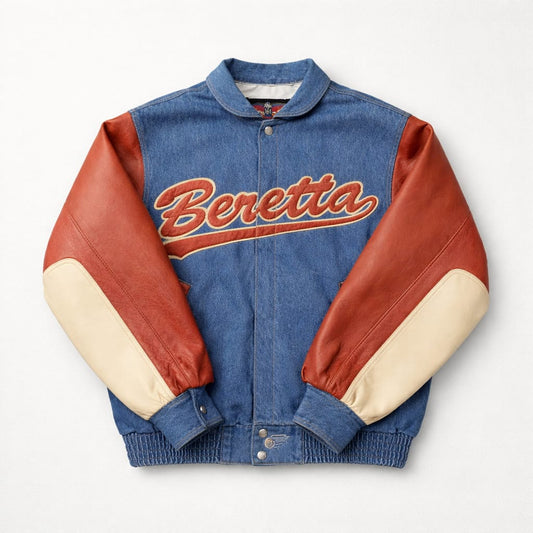 Beretta Denim & Leather Varsity-Style Jacket