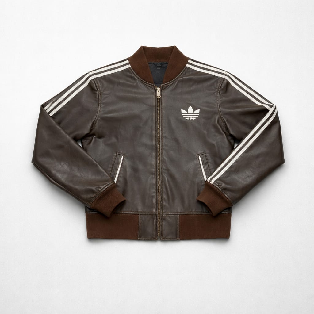 Vintage Adidas Brown Leather Jacket