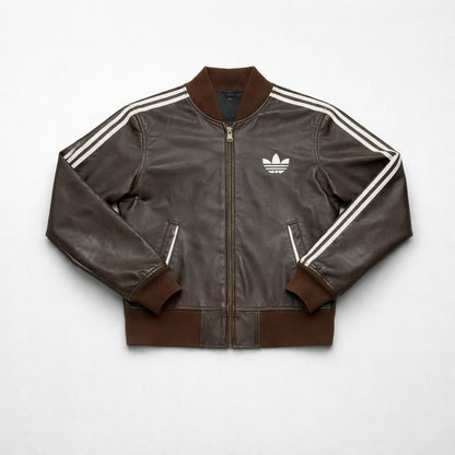 Vintage Adidas Brown Leather Jacket