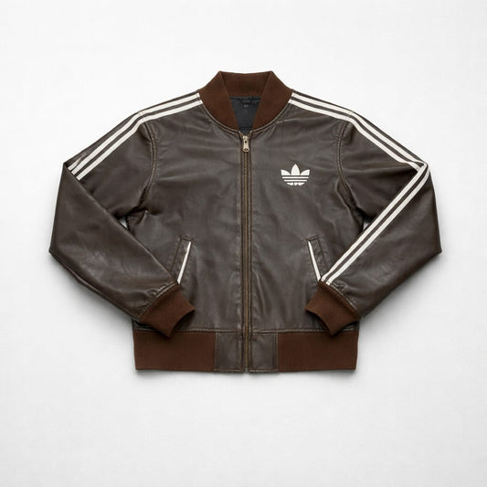 Vintage Adidas Brown Leather Jacket