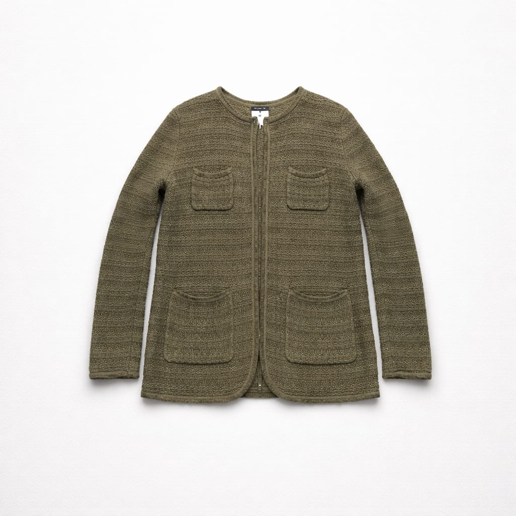 Massimo Dutti Olive Green Open Cardigan