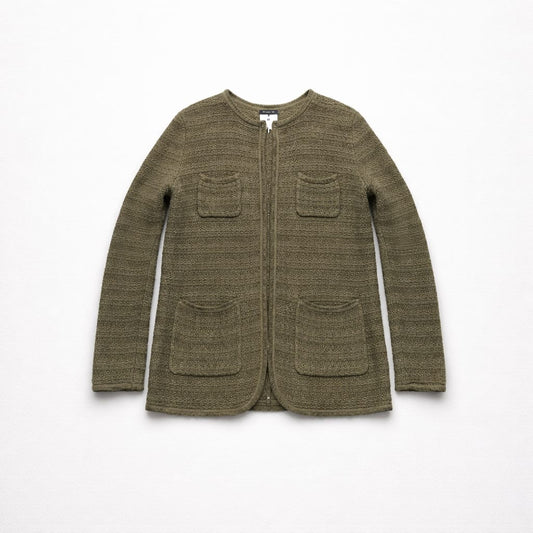 Massimo Dutti Olive Green Open Cardigan