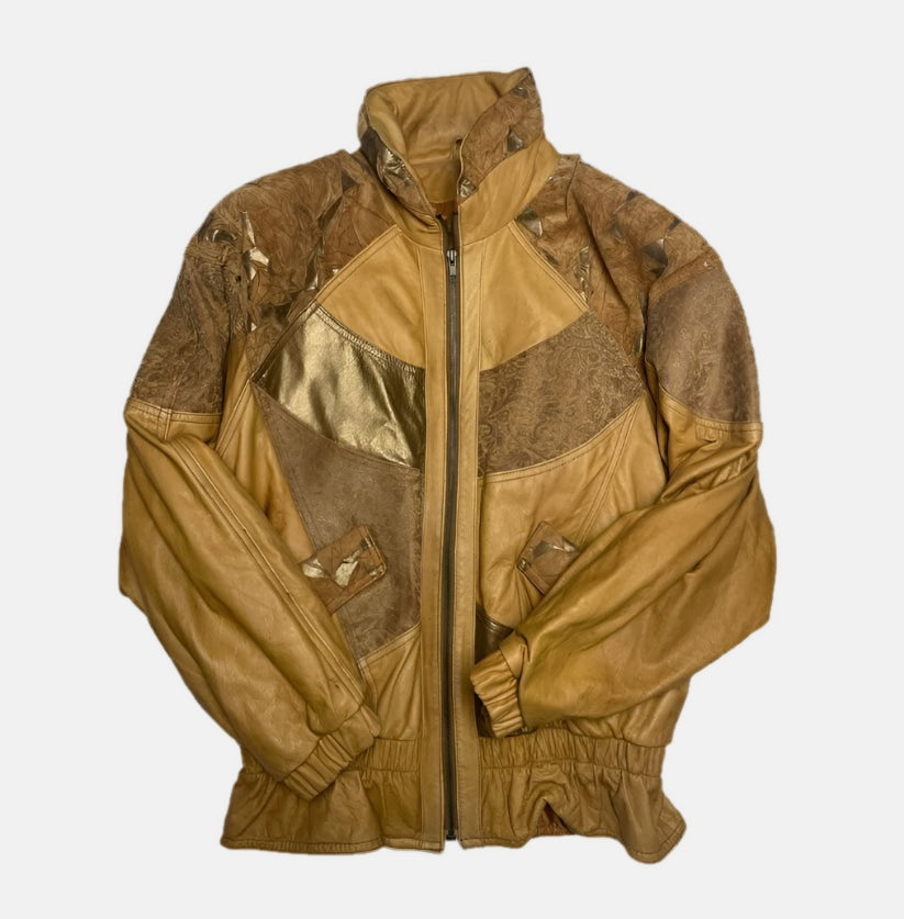 Classic Woman Vintage Biker Jacket in Beige