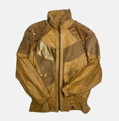 Classic Woman Vintage Biker Jacket in Beige